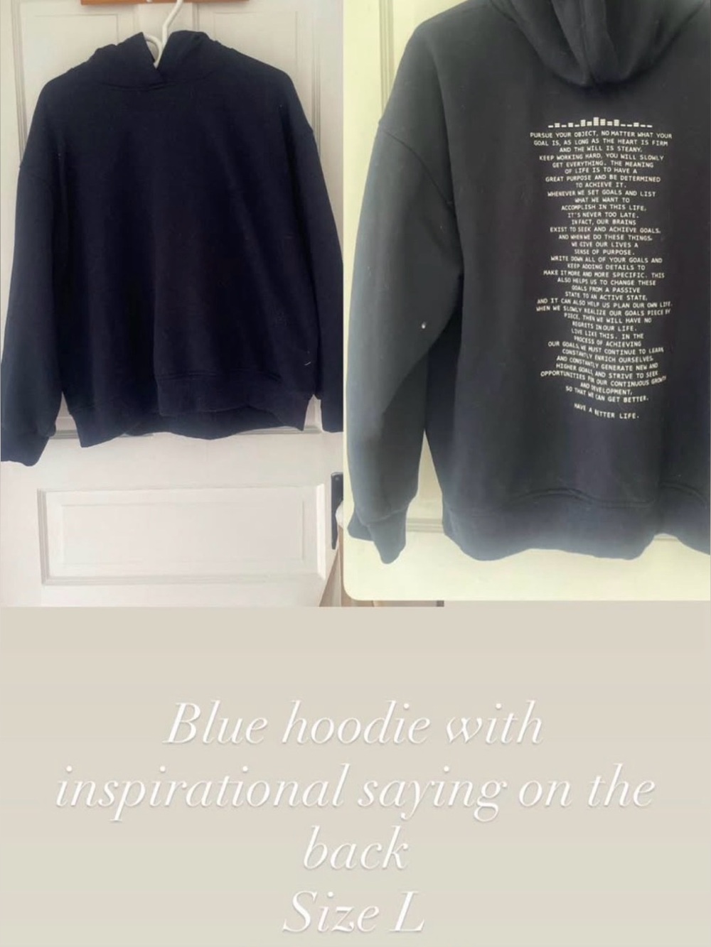 Blue Inspirational Back-Print Hoodie
